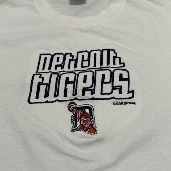 VTG Detroit Tigers Shirt Men's XL White Embroidered MLB Y2K 00s True Fan - Picture 3 of 8